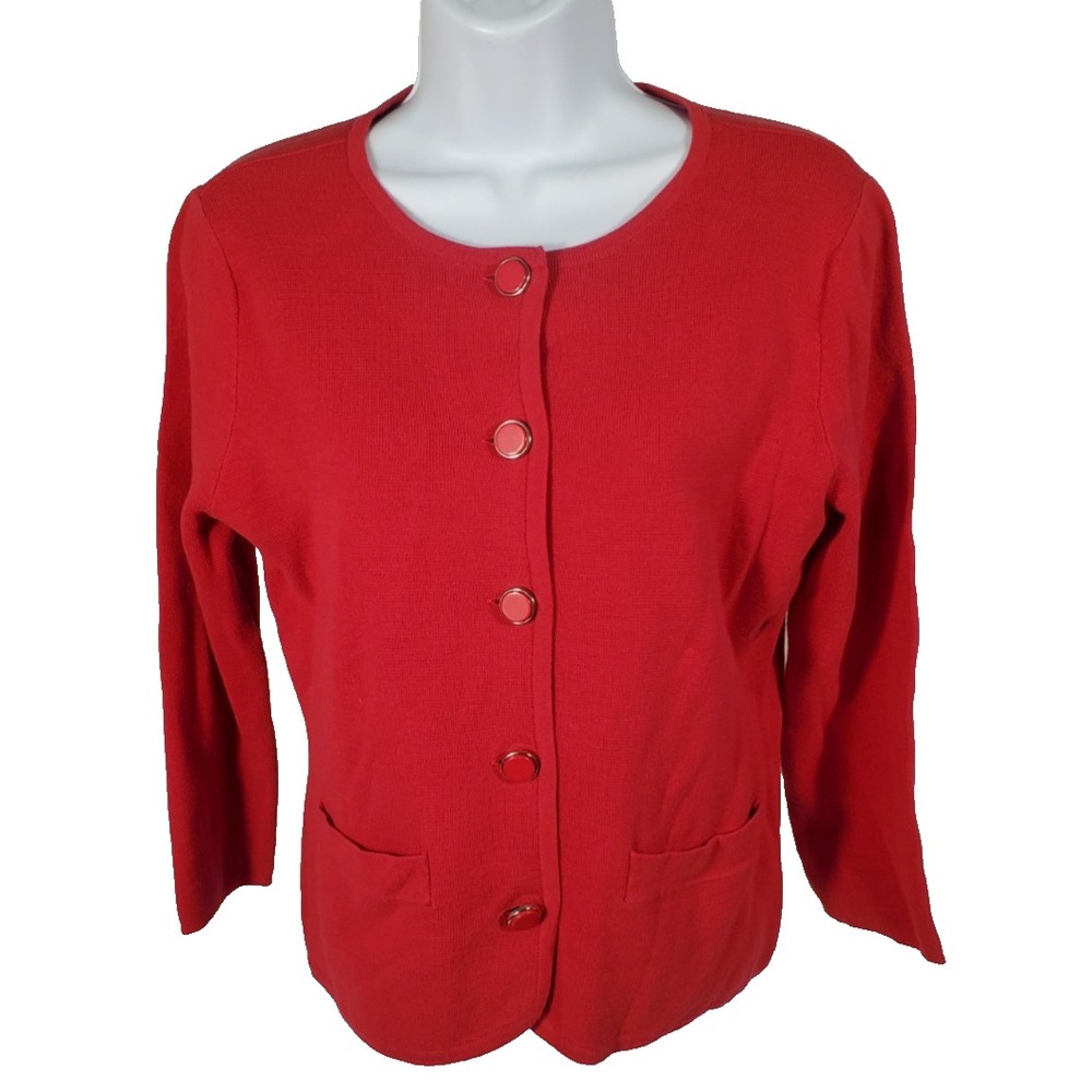 New York & Company Red Cardigan Women's M Pockets / Button Up NWT